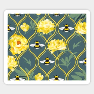 peony & bumblebee ogee Sticker